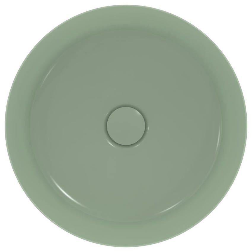 Immagine di Ideal Standard IPALYSS lavabo da appoggio 40 cm, senza troppopieno, con piletta, colore salvia finitura opaco E1398X9