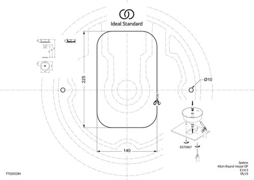 Immagine di Ideal Standard IPALYSS lavabo da appoggio 40 cm, con troppopieno, colore rosa pallido finitura opaco E1413V7