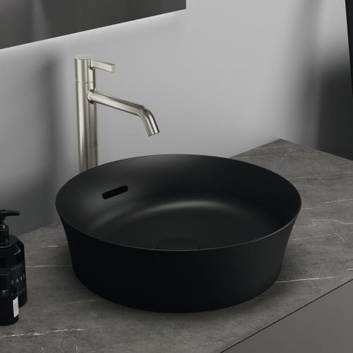 Immagine di Ideal Standard IPALYSS lavabo da appoggio 40 cm, con troppopieno, colore nero finitura opaco E1413V3