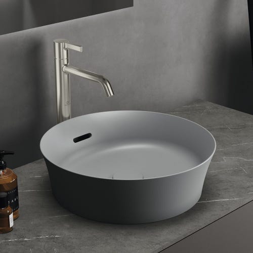Immagine di Ideal Standard IPALYSS lavabo da appoggio 40 cm, con troppopieno, colore grigio cemento finitura opaco E1413V9