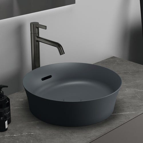 Immagine di Ideal Standard IPALYSS lavabo da appoggio 40 cm, con troppopieno, colore ardesia finitura opaco E1413V5