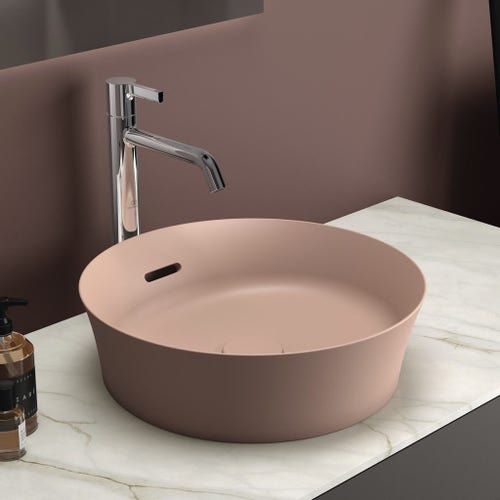 Immagine di Ideal Standard IPALYSS lavabo da appoggio 40 cm, con troppopieno, colore rosa pallido finitura opaco E1413V7