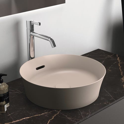 Immagine di Ideal Standard IPALYSS lavabo da appoggio 40 cm, con troppopieno, colore visone finitura opaco E1413V8