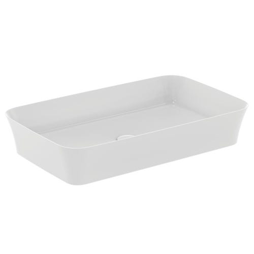 Immagine di Ideal Standard IPALYSS lavabo da appoggio 65 cm, senza troppopieno, con piletta, colore bianco seta finitura opaco E1886V1