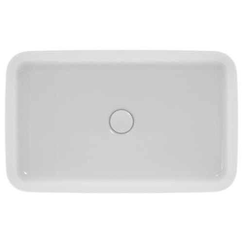 Immagine di Ideal Standard IPALYSS lavabo da appoggio 65 cm, senza troppopieno, con piletta, colore bianco seta finitura opaco E1886V1