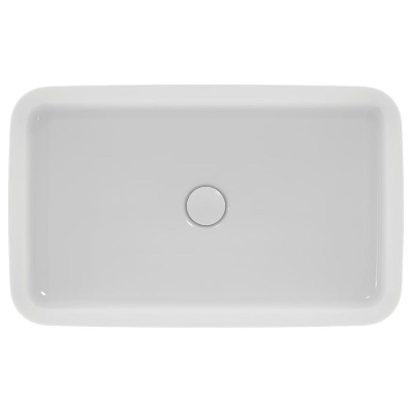Immagine di Ideal Standard IPALYSS lavabo da appoggio 65 cm, senza troppopieno, con piletta, colore bianco seta finitura opaco E1886V1