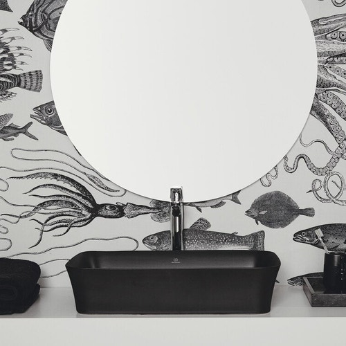 Immagine di Ideal Standard IPALYSS lavabo da appoggio 65 cm, senza troppopieno, con piletta, colore nero finitura opaco E1886V3