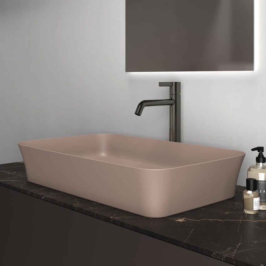 Immagine di Ideal Standard IPALYSS lavabo da appoggio 65 cm, senza troppopieno, con piletta, colore kashmir finitura opaco E1886V4