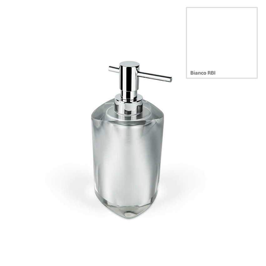 Immagine di Colombo Design DROPY dispenser sapone liquido in resina con pompetta cromata finitura bianco W4705-RBI