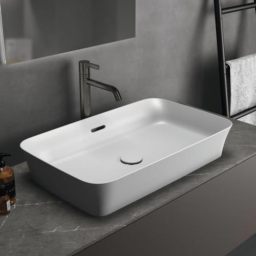Immagine di Ideal Standard IPALYSS lavabo da appoggio 65 cm, con troppopieno, colore bianco seta finitura opaco E1887V1