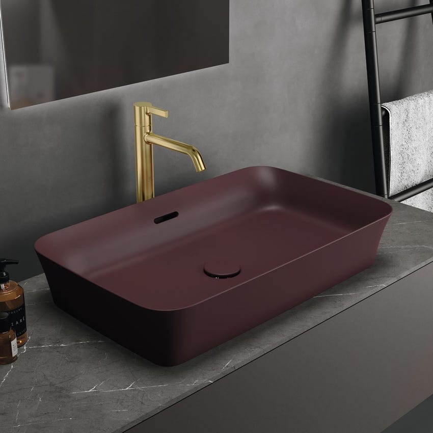 Immagine di Ideal Standard IPALYSS lavabo da appoggio 65 cm, con troppopieno, colore melograno finitura opaco E1887V6