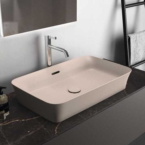 Immagine di Ideal Standard IPALYSS lavabo da appoggio 65 cm, con troppopieno, colore visone finitura opaco E1887V8
