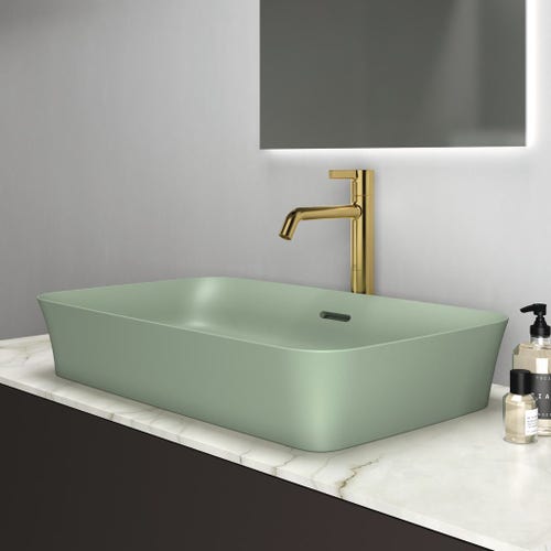 Immagine di Ideal Standard IPALYSS lavabo da appoggio 65 cm, con troppopieno, colore salvia finitura opaco E1887X9
