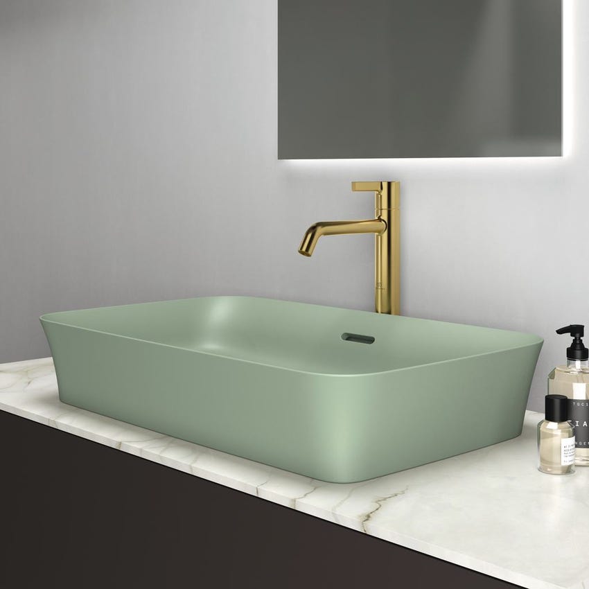 Immagine di Ideal Standard IPALYSS lavabo da appoggio 65 cm, con troppopieno, colore salvia finitura opaco E1887X9