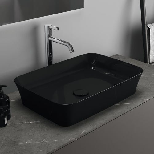 Immagine di Ideal Standard IPALYSS lavabo da appoggio 55 cm, senza troppopieno, con piletta, colore nero E2076V2