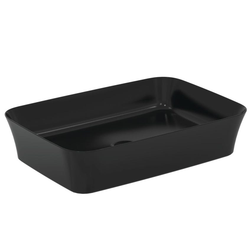 Immagine di Ideal Standard IPALYSS lavabo da appoggio 55 cm, senza troppopieno, con piletta, colore nero finitura opaco E2076V3