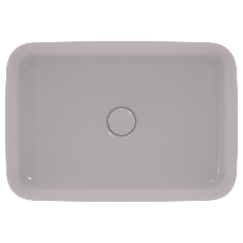 Immagine di Ideal Standard IPALYSS lavabo da appoggio 55 cm, senza troppopieno, con piletta, colore grigio cemento finitura opaco E2076V9