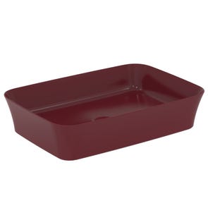 Immagine di Ideal Standard IPALYSS lavabo da appoggio 55 cm, senza troppopieno, con piletta, colore melograno finitura opaco E2076V6