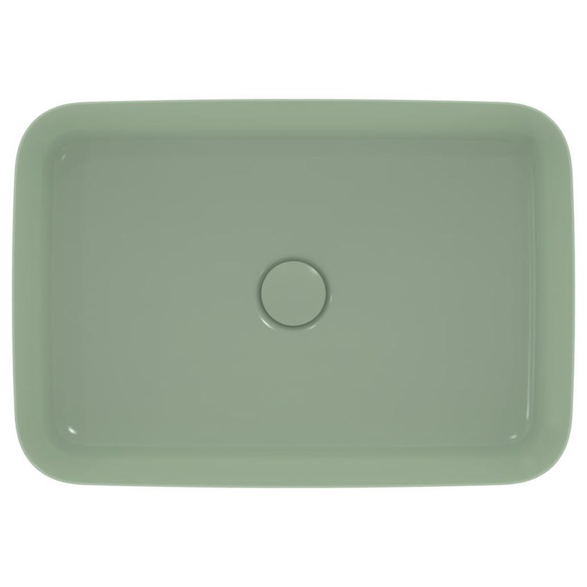 Immagine di Ideal Standard IPALYSS lavabo da appoggio 55 cm, senza troppopieno, con piletta, colore salvia finitura opaco E2076X9