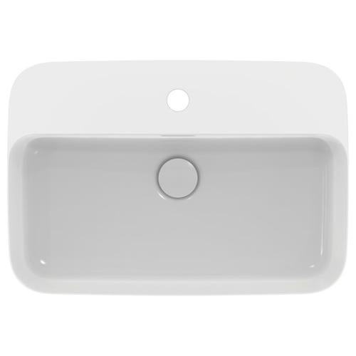 Immagine di Ideal Standard IPALYSS lavabo da appoggio 55 cm monoforo, con troppopieno, colore bianco finitura lucido E207701