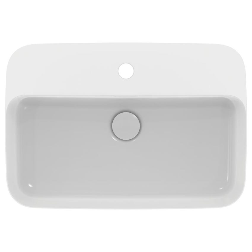 Immagine di Ideal Standard IPALYSS lavabo da appoggio 55 cm monoforo, con troppopieno, colore bianco finitura lucido E207701