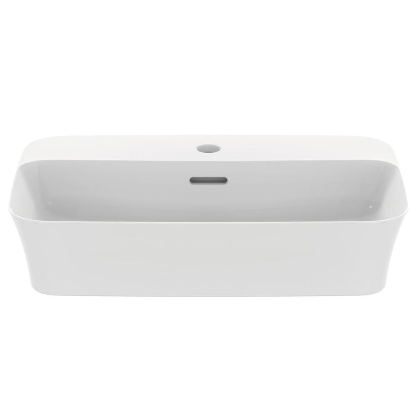 Immagine di Ideal Standard IPALYSS lavabo da appoggio 55 cm monoforo, con troppopieno, colore bianco seta finitura opaco E2077V1