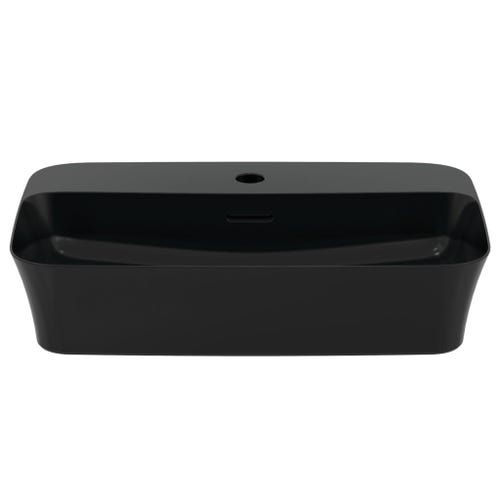 Immagine di Ideal Standard IPALYSS lavabo da appoggio 55 cm monoforo, con troppopieno, colore nero finitura opaco E2077V3