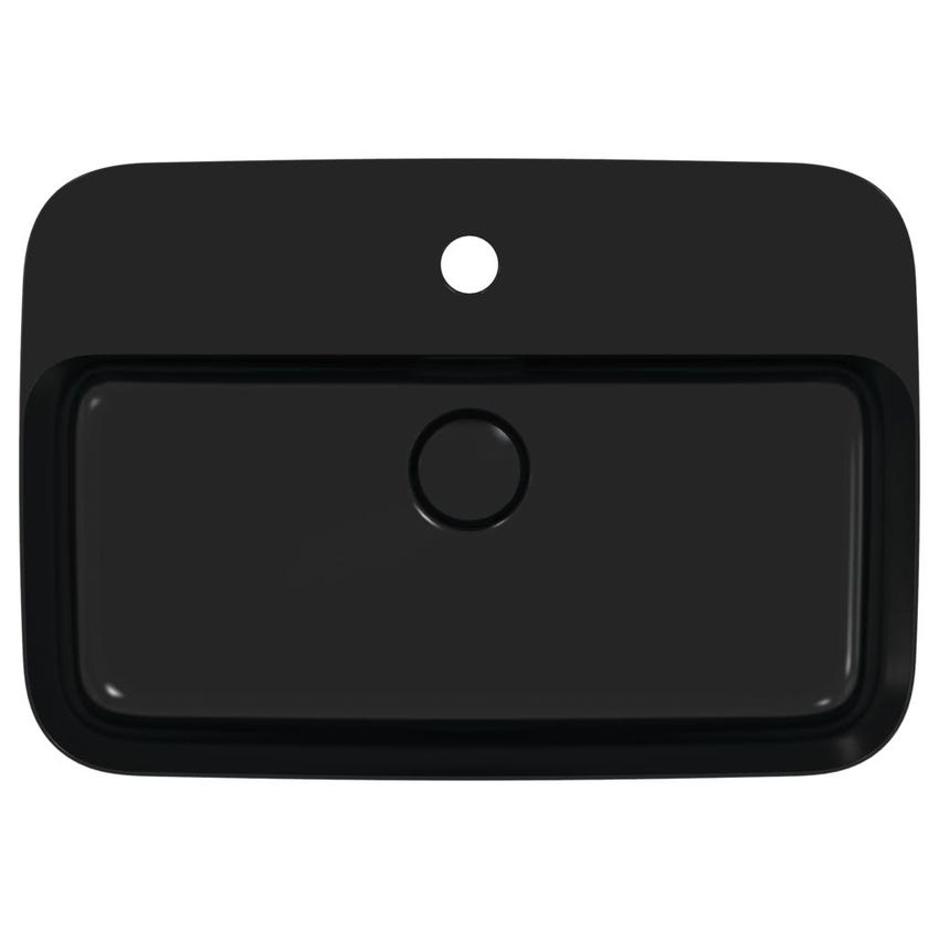 Immagine di Ideal Standard IPALYSS lavabo da appoggio 55 cm monoforo, con troppopieno, colore nero finitura opaco E2077V3