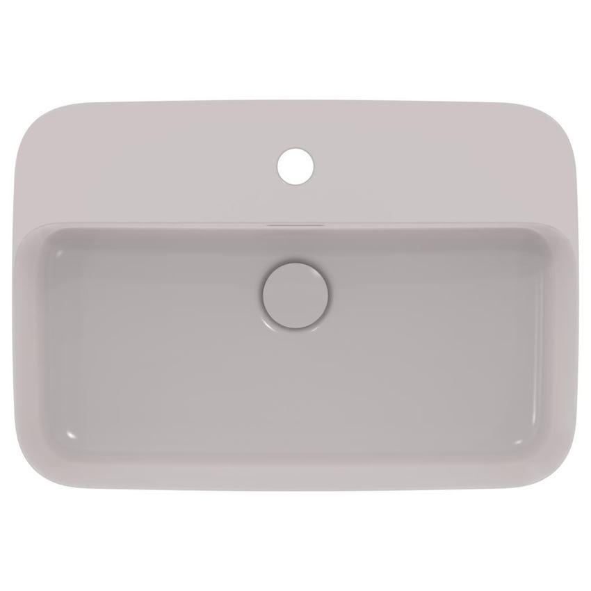 Immagine di Ideal Standard IPALYSS lavabo da appoggio 55 cm monoforo, con troppopieno, colore grigio cemento finitura opaco E2077V9