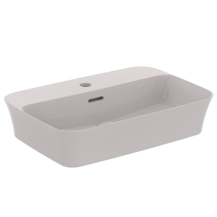 Immagine di Ideal Standard IPALYSS lavabo da appoggio 55 cm monoforo, con troppopieno, colore grigio cemento finitura opaco E2077V9