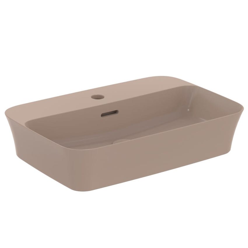 Immagine di Ideal Standard IPALYSS lavabo da appoggio 55 cm monoforo, con troppopieno, colore kashmir finitura opaco E2077V4