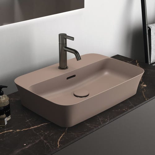 Immagine di Ideal Standard IPALYSS lavabo da appoggio 55 cm monoforo, con troppopieno, colore kashmir finitura opaco E2077V4