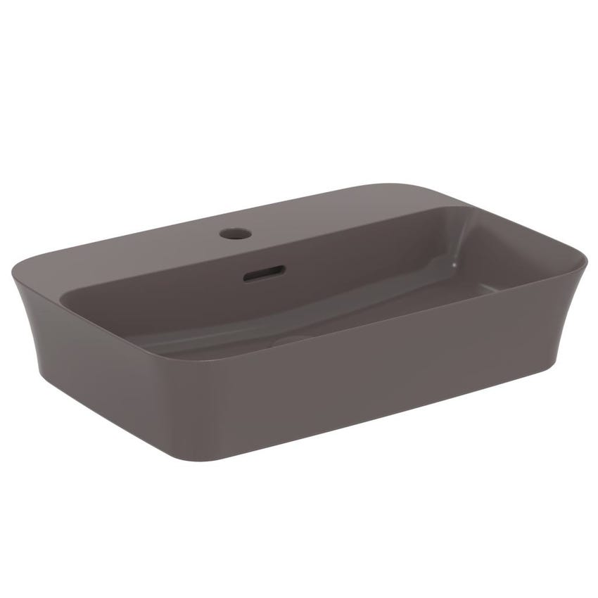 Immagine di Ideal Standard IPALYSS lavabo da appoggio 55 cm monoforo, con troppopieno, colore ardesia finitura opaco E2077V5