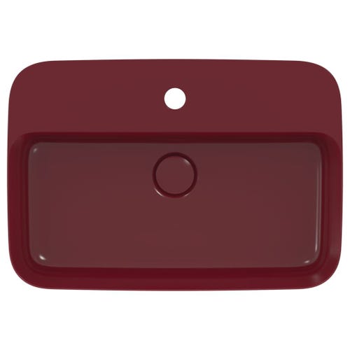 Immagine di Ideal Standard IPALYSS lavabo da appoggio 55 cm monoforo, con troppopieno, colore melograno finitura opaco E2077V6