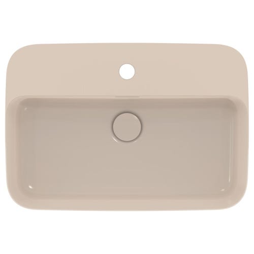 Immagine di Ideal Standard IPALYSS lavabo da appoggio 55 cm monoforo, con troppopieno, colore visone finitura opaco E2077V8