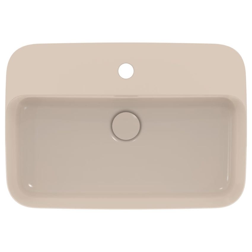 Immagine di Ideal Standard IPALYSS lavabo da appoggio 55 cm monoforo, con troppopieno, colore visone finitura opaco E2077V8