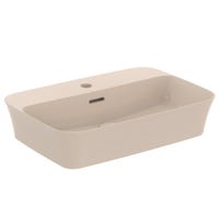 Immagine di Ideal Standard IPALYSS lavabo da appoggio 55 cm monoforo, con troppopieno, colore visone finitura opaco E2077V8