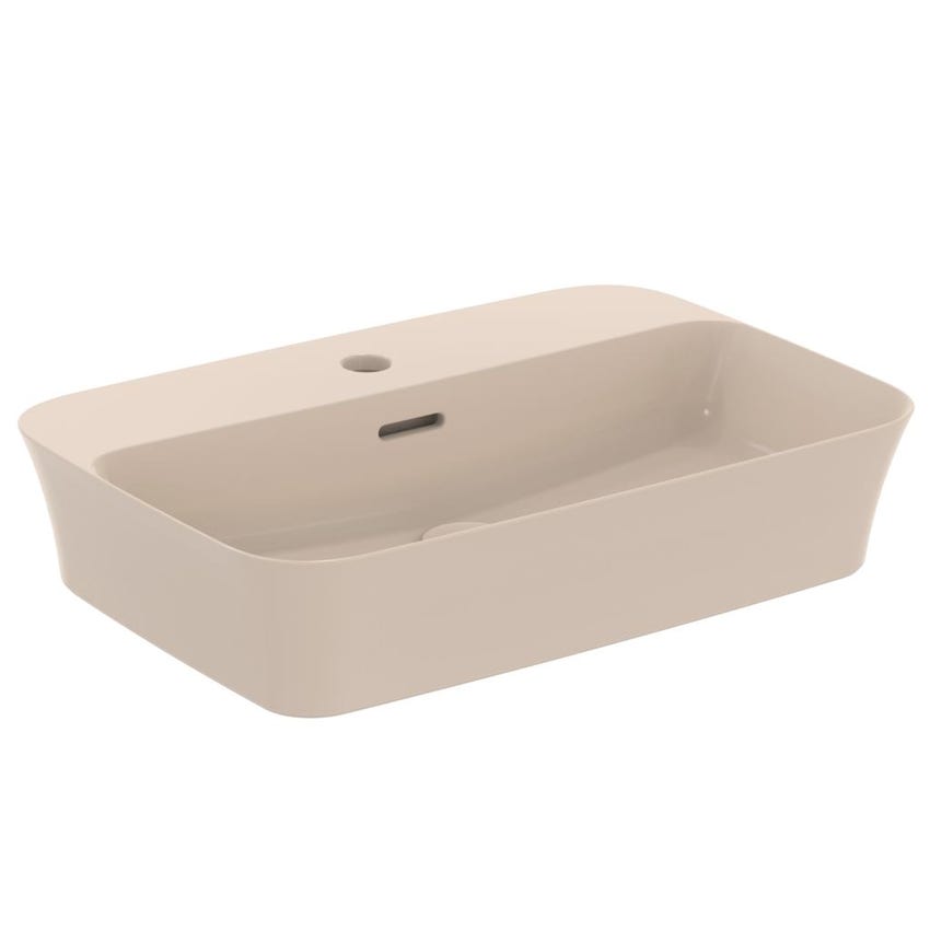 Immagine di Ideal Standard IPALYSS lavabo da appoggio 55 cm monoforo, con troppopieno, colore visone finitura opaco E2077V8