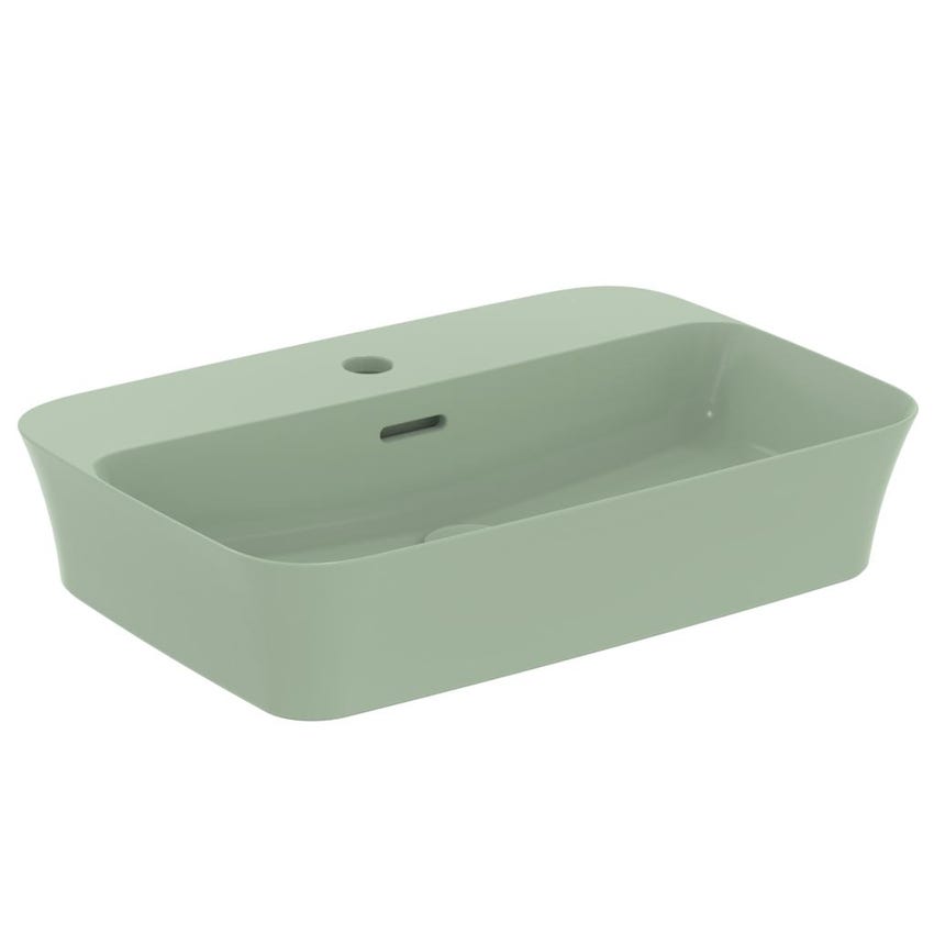 Immagine di Ideal Standard IPALYSS lavabo da appoggio 55 cm monoforo, con troppopieno, colore salvia finitura opaco E2077X9