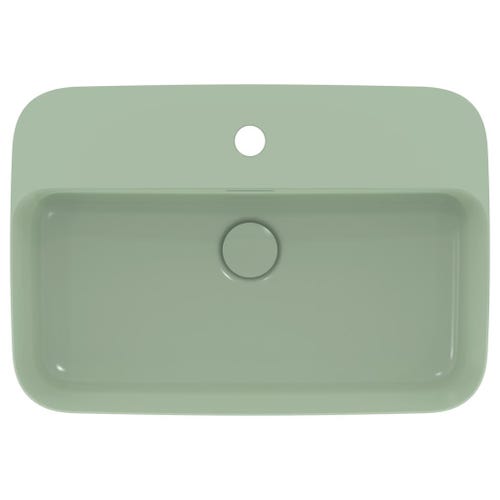 Immagine di Ideal Standard IPALYSS lavabo da appoggio 55 cm monoforo, con troppopieno, colore salvia finitura opaco E2077X9