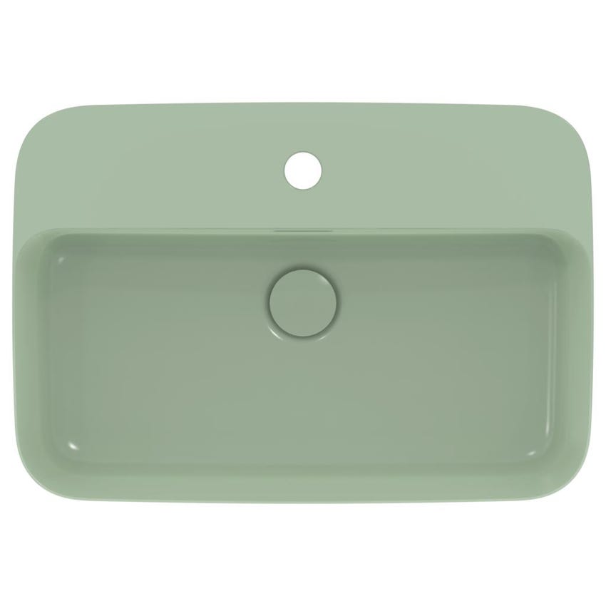 Immagine di Ideal Standard IPALYSS lavabo da appoggio 55 cm monoforo, con troppopieno, colore salvia finitura opaco E2077X9