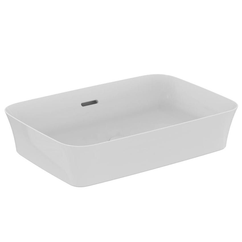 Immagine di Ideal Standard IPALYSS lavabo da appoggio 55 cm, con troppopieno, colore bianco finitura lucido E207801