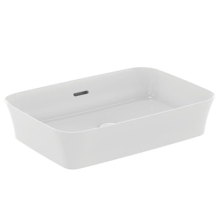 Immagine di Ideal Standard IPALYSS lavabo da appoggio 55 cm, con troppopieno, colore bianco seta finitura opaco E2078V1