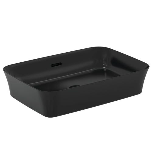 Immagine di Ideal Standard IPALYSS lavabo da appoggio 55 cm, con troppopieno, colore nero finitura opaco E2078V3