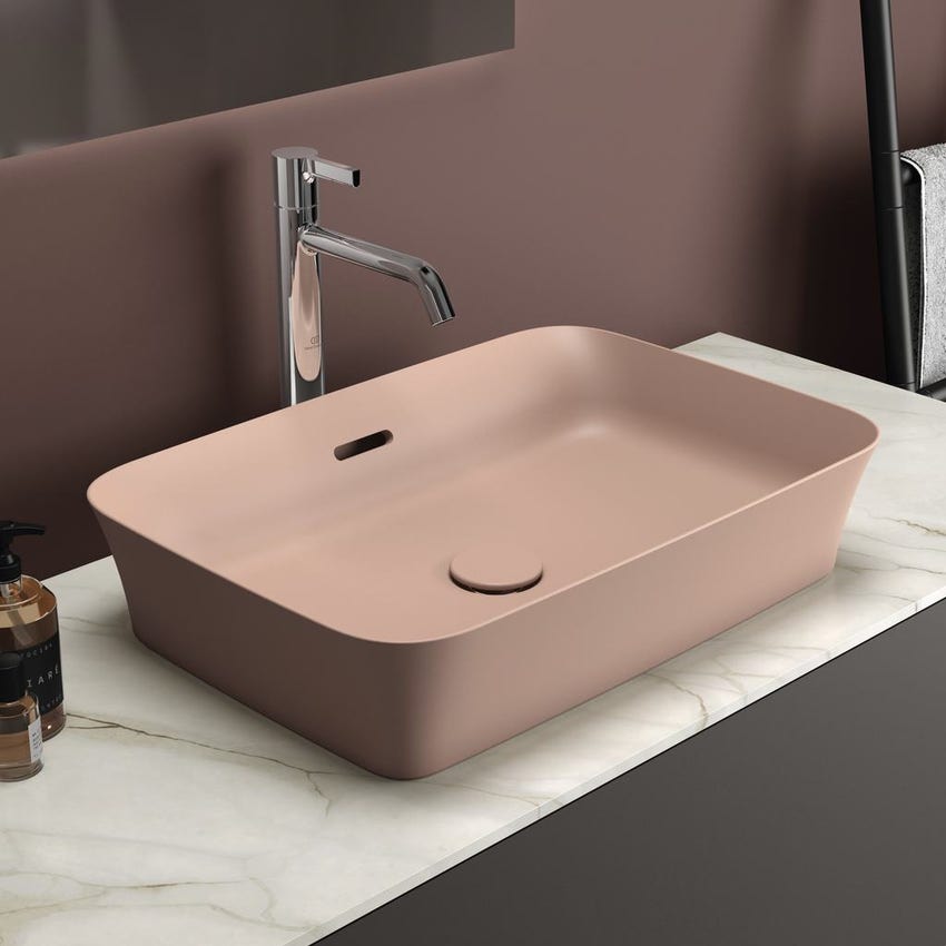 Immagine di Ideal Standard IPALYSS lavabo da appoggio 55 cm, con troppopieno, colore rosa pallido finitura opaco E2078V7