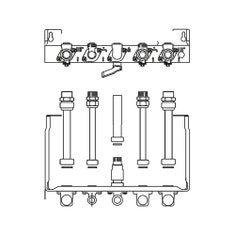 Immagine di Bosch Acc. 893/18 Piastra di collegamento attacchi orizzontali completa di rubinetti lato riscaldamento, gas e raccorderia per ACS/AFS 7719003231