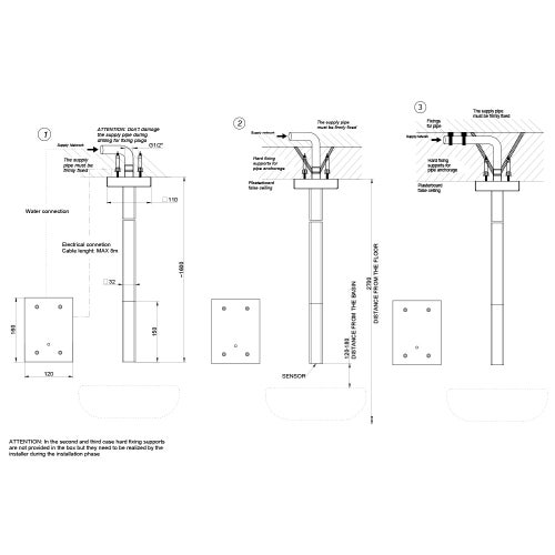 Immagine di Gessi RILIEVO rubinetto elettronico da soffitto, con regolazione di temperatura e portata tramite rubinetto sottolavabo, finitura cromo 59024#031