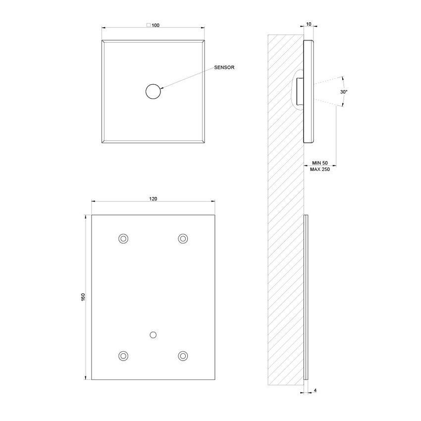 Immagine di Gessi RILIEVO comando remoto elettronico a parete, con box per la regolazione della temperatura e della portata, finitura cromo 59029#031