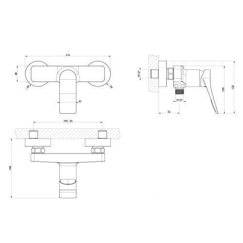 Immagine di Gessi RILIEVO miscelatore esterno doccia, finitura cromo 59031#031