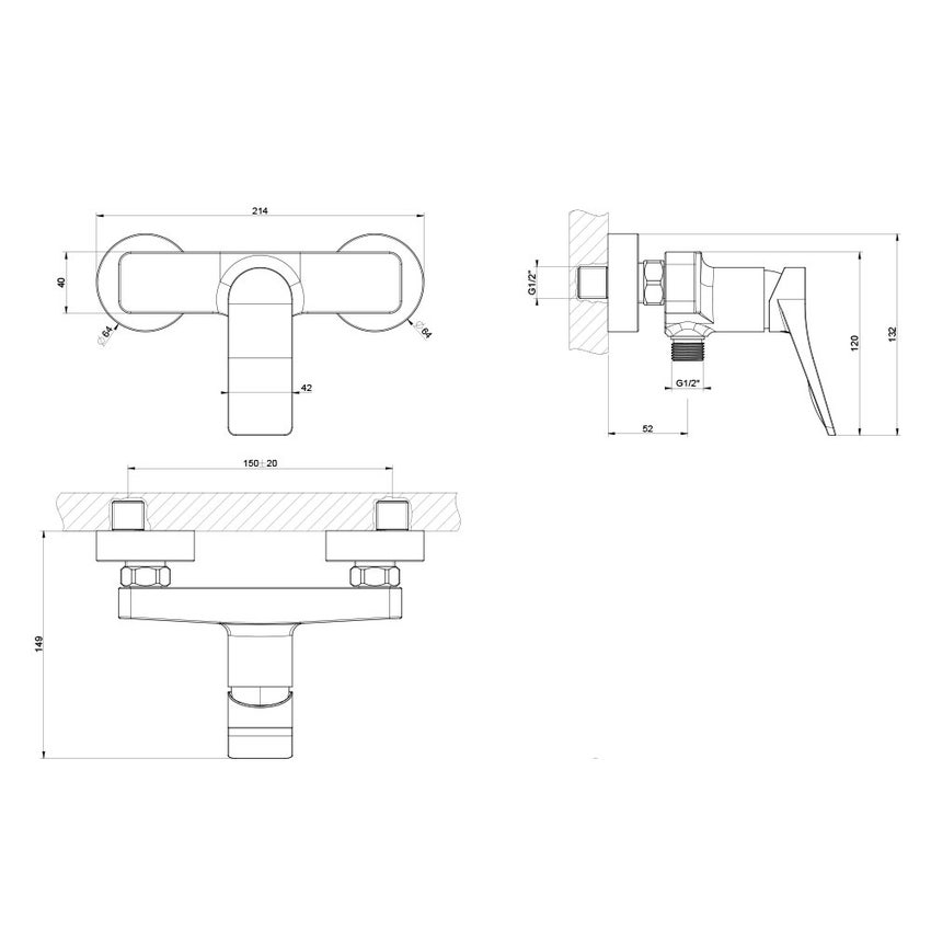 Immagine di Gessi RILIEVO miscelatore esterno doccia, finitura cromo 59031#031